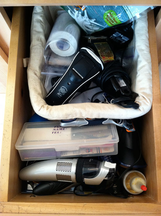 Bathroom drawer before ClutterBusters