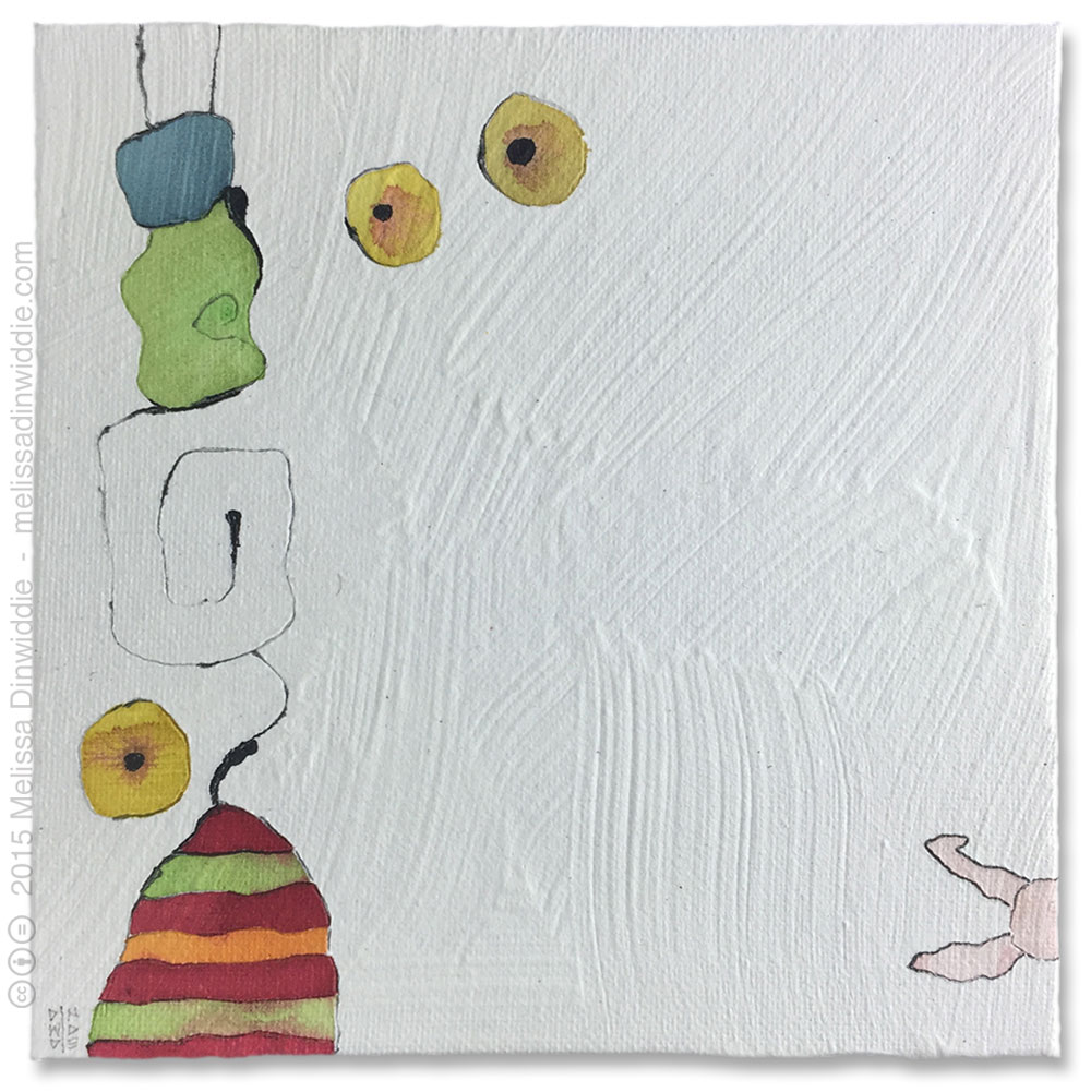 Shy Rabbit - 6" x 6" abstract daily painting by Melissa Dinwiddie