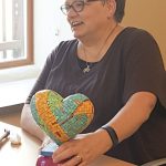 Randi with her mosaic heart-in-process
