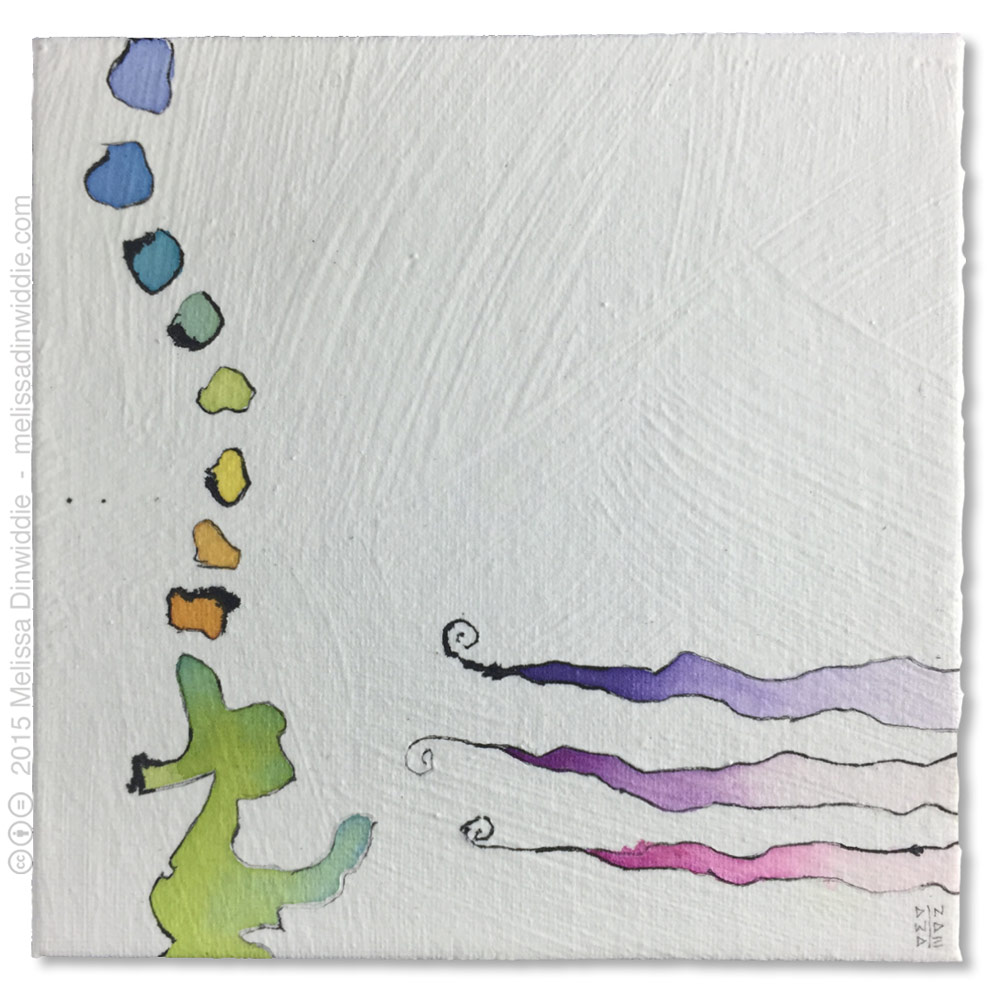 Dreaming Dragon 6" x 6" mixed media abstract daily painting by Melissa Dinwiddie