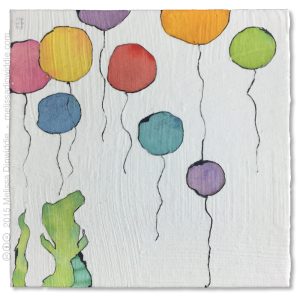 Alligator Balloon Party 6" x 6" mixed media abstract daily painting by Melissa Dinwiddie